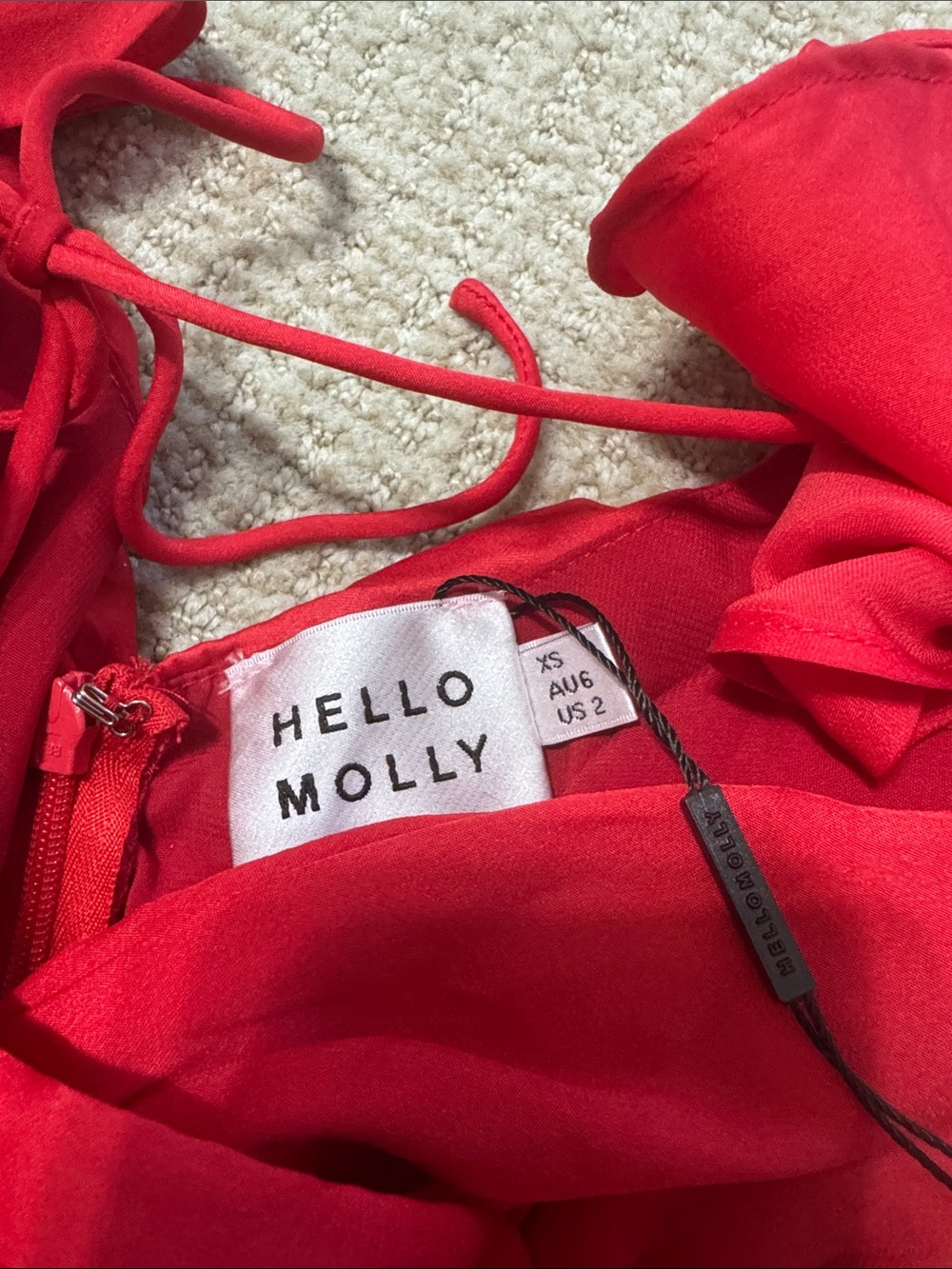 Hello Molly Red One-Shoulder Ruffle Midi Dress - Picture 5 of 7